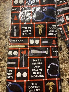 Medical Themed Neck Tie with Stethoscope Print